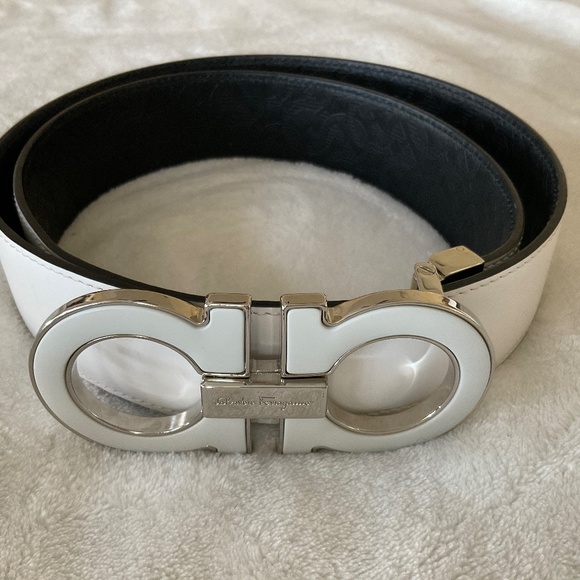 White Salvatore Ferragamo Paloma Reversible Belt 32-36” waist - Picture 1 of 8